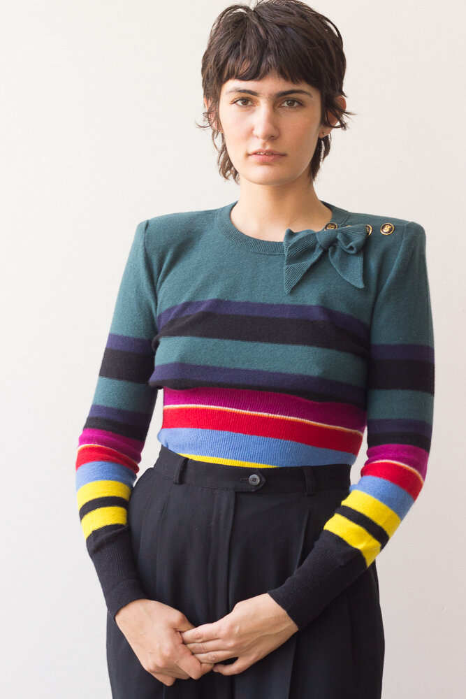 ヴィンテージ SONIA RYKIEL レインボー クロップド ジャケット 38 Sonia Rykiel Rainbow Bouclé Jacket - Blue Jackets, Clothing